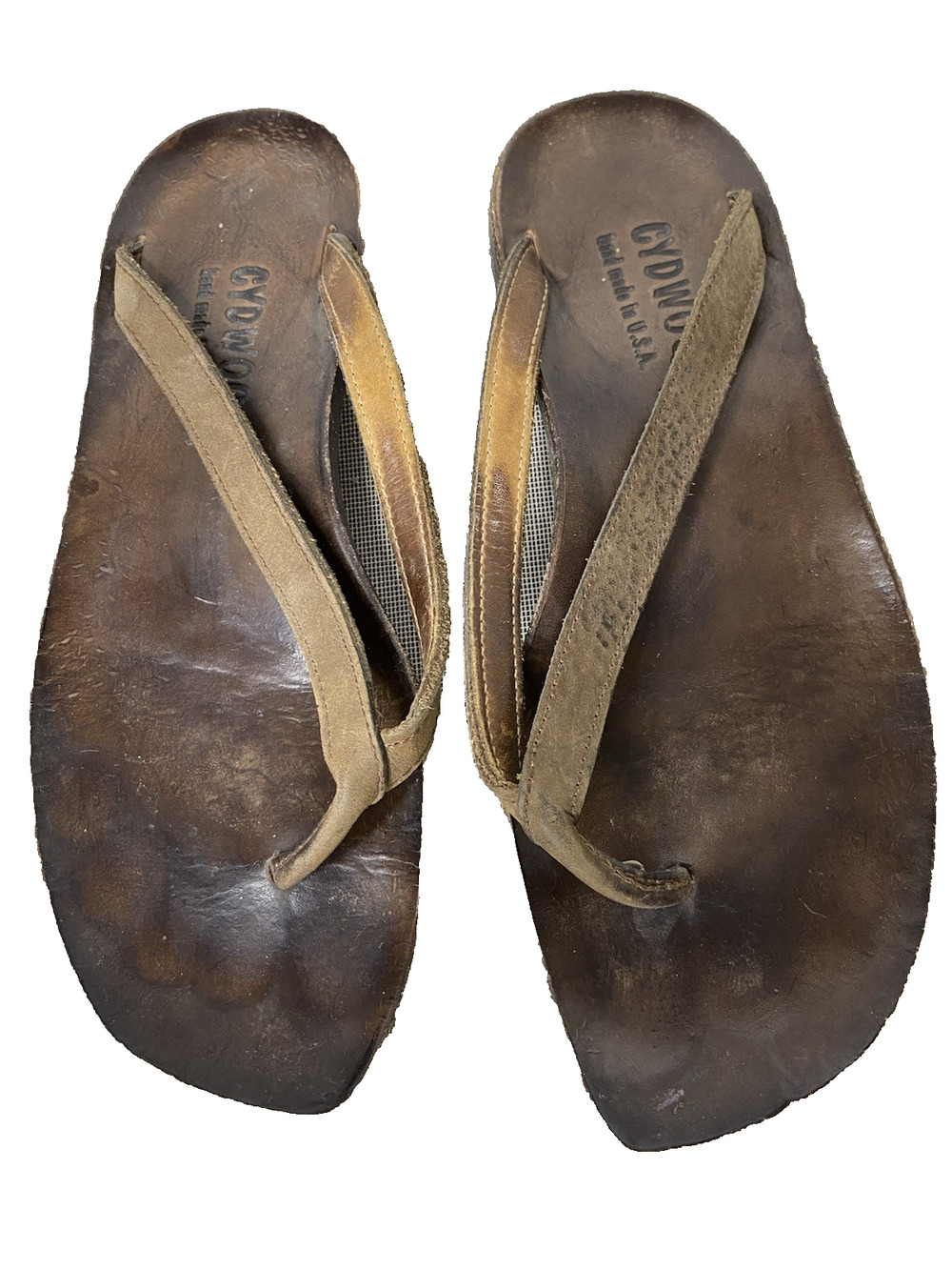 Cydwoq Flipper M Thong Sandals Leather Brown Women's 37 US 7 USA Made Comfort